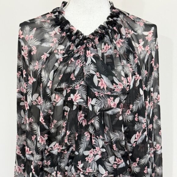 Victoria's Secret Chiffon Kimono Robe Duster Sheer Black Floral Size XS/S NWT - Picture 3 of 8